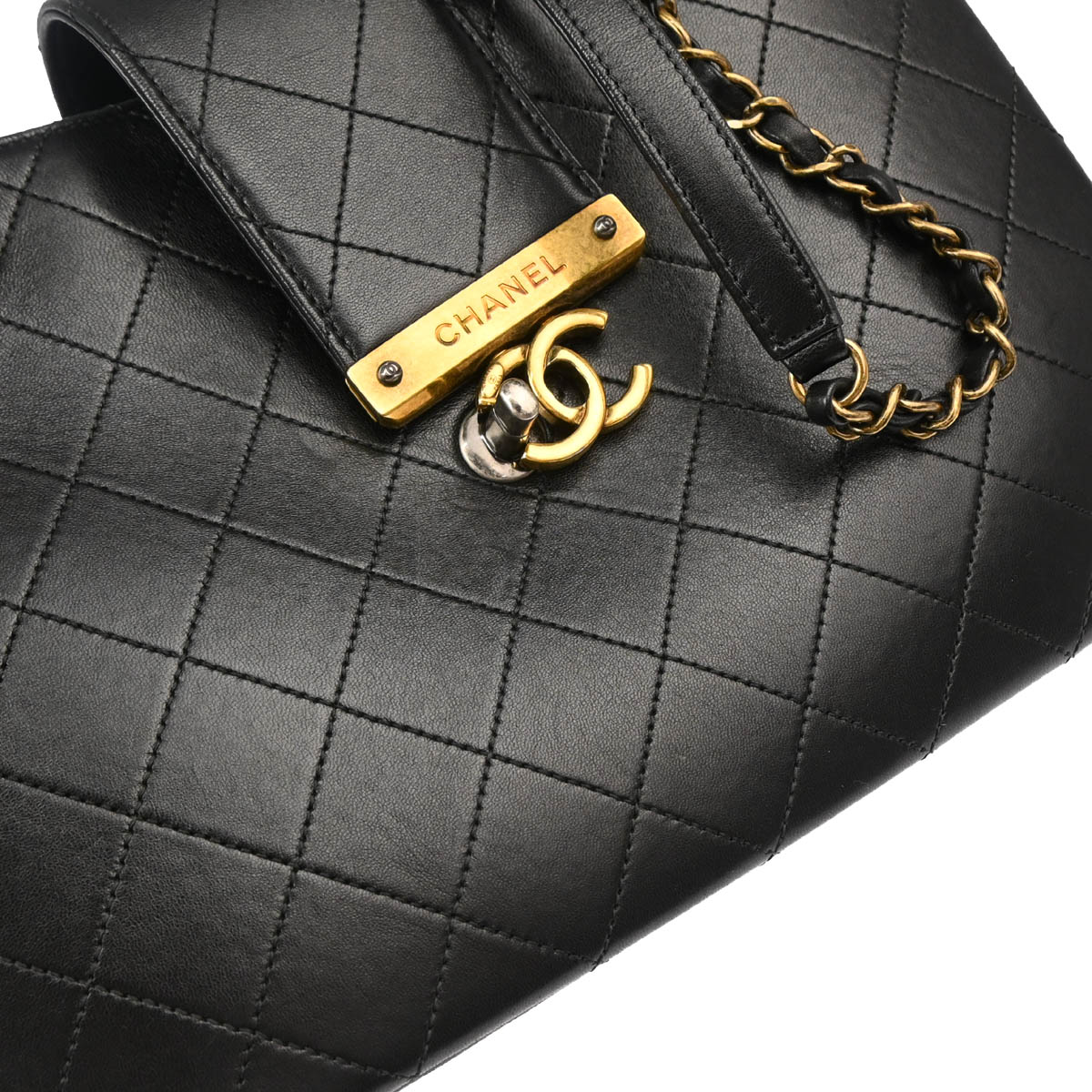 Chanel 2017 Black Calfskin Tote Shoulder Bag