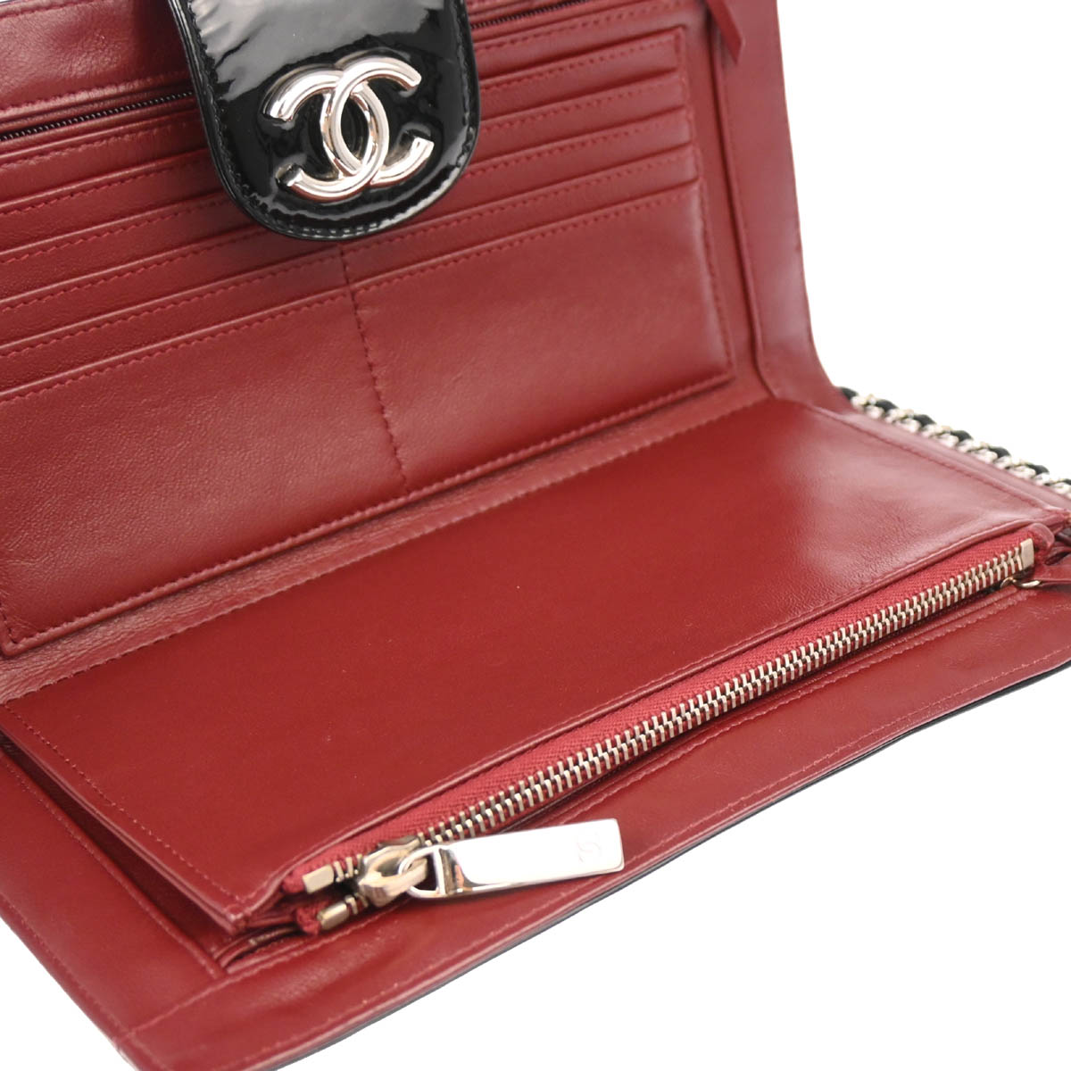 Chanel 2010-2011 Black Patent Leather Icon WOC Shoulder Wallet Bag