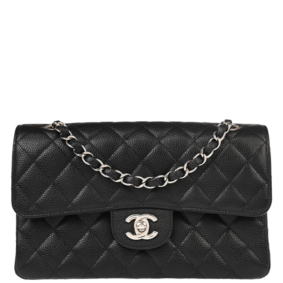 Chanel 2012 Black Caviar Small Classic Double Flap Shoulder Bag