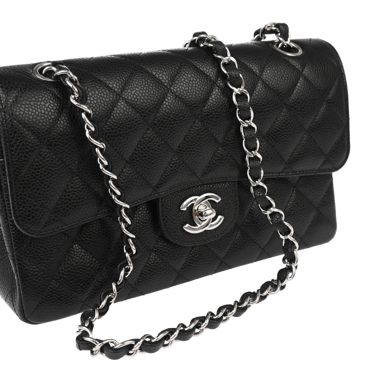 Chanel 2012 Black Caviar Small Classic Double Flap Shoulder Bag