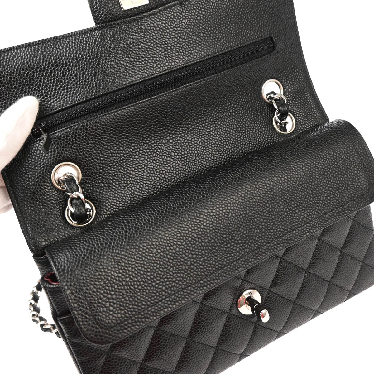 Chanel 2012 Black Caviar Small Classic Double Flap Shoulder Bag