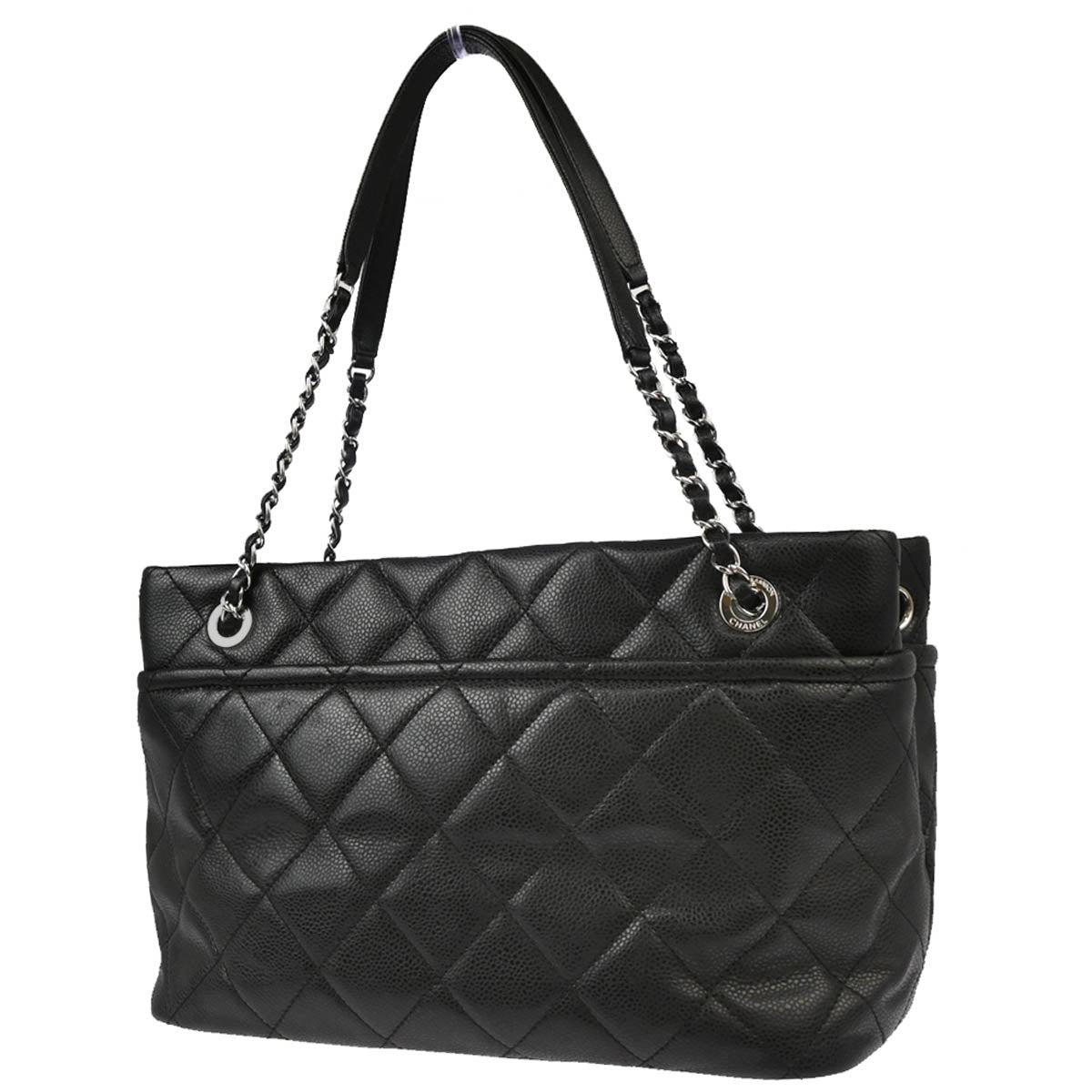 Chanel 2012-2013 Black Caviar Timeless CC Tote Chain Handbag