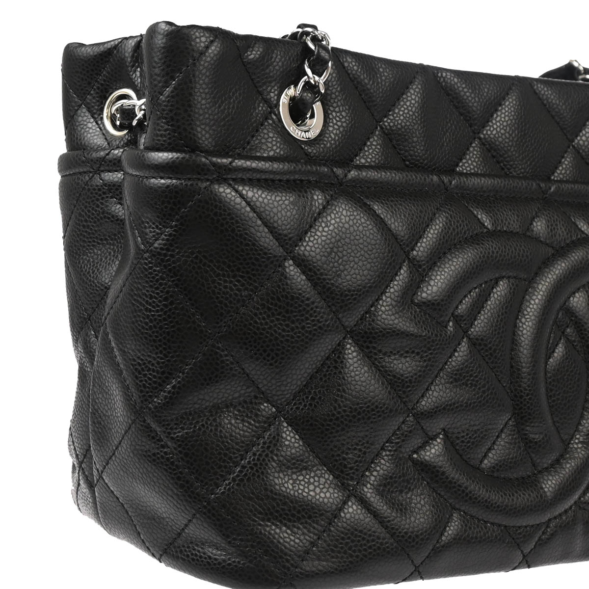 Chanel 2012-2013 Black Caviar Timeless CC Tote Chain Handbag