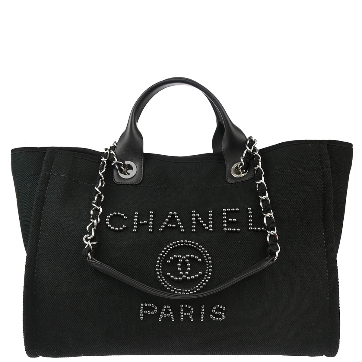 Chanel Black Canvas Medium Deauville 2way Shoulder Tote Bag