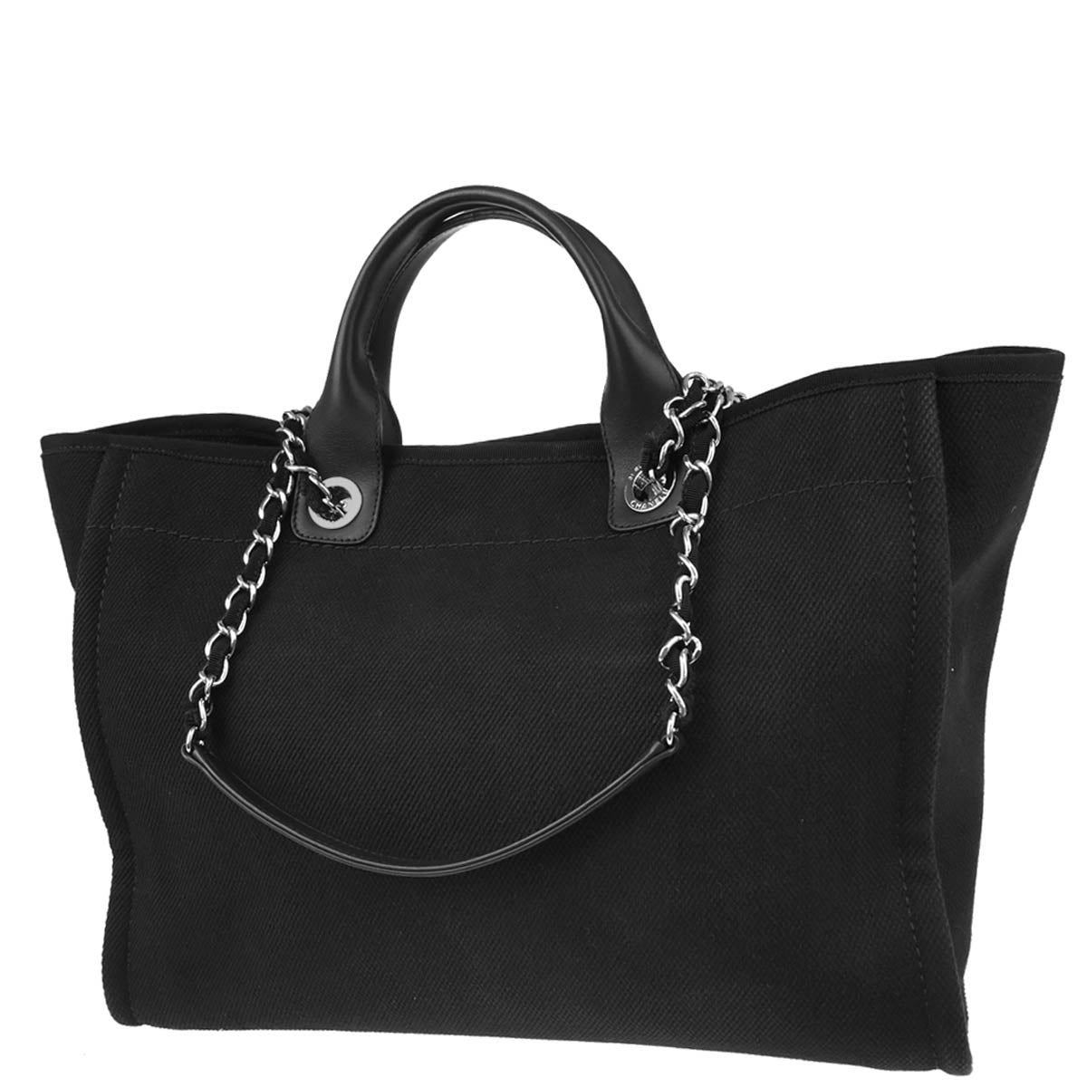 Chanel Black Canvas Medium Deauville 2way Shoulder Tote Bag