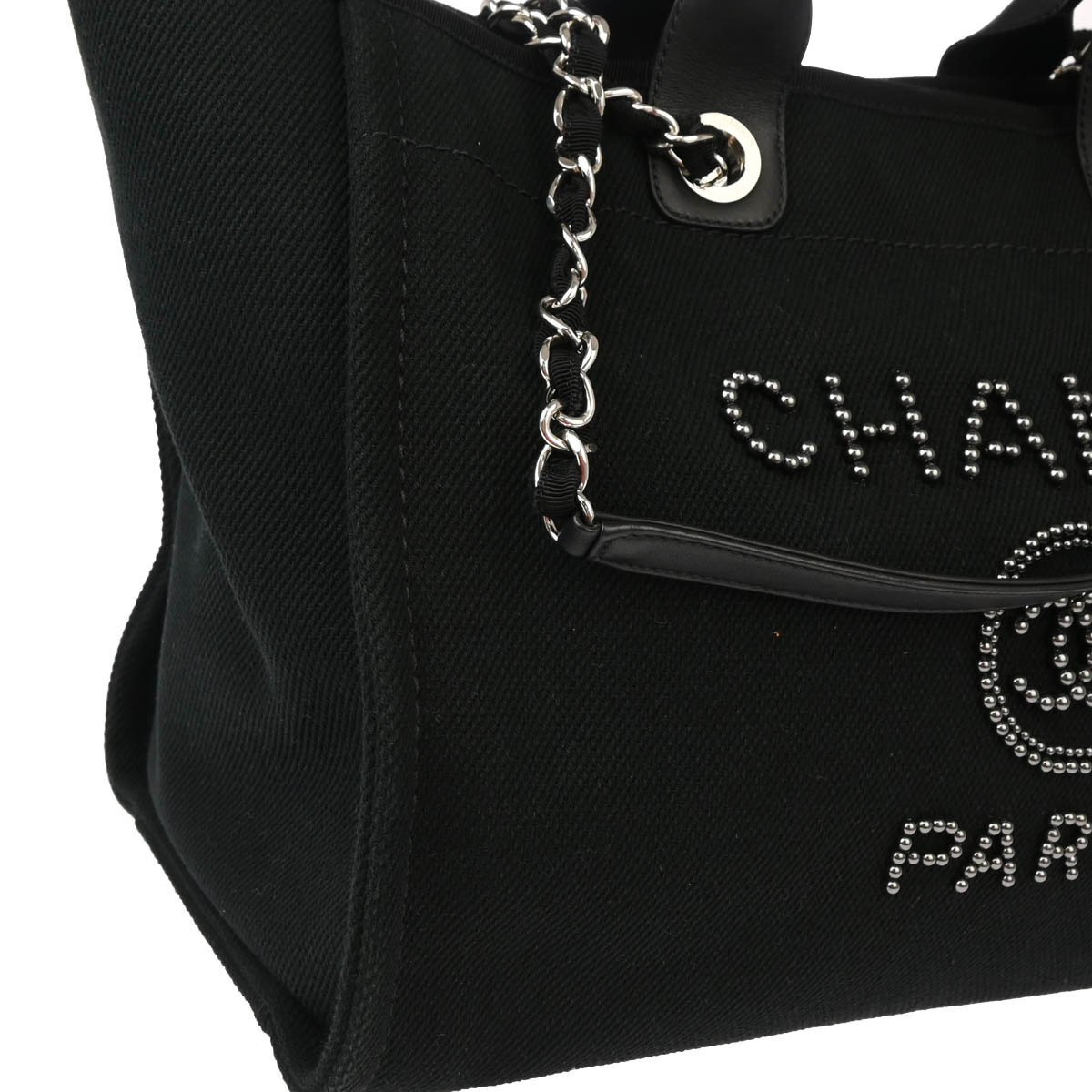 Chanel Black Canvas Medium Deauville 2way Shoulder Tote Bag