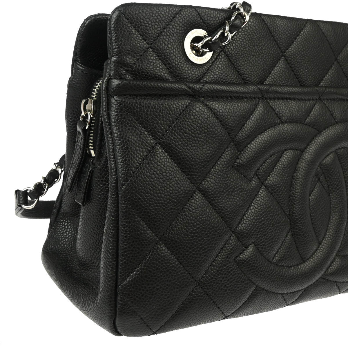 Chanel 2012-2013 Black Caviar Tote Chain Handbag