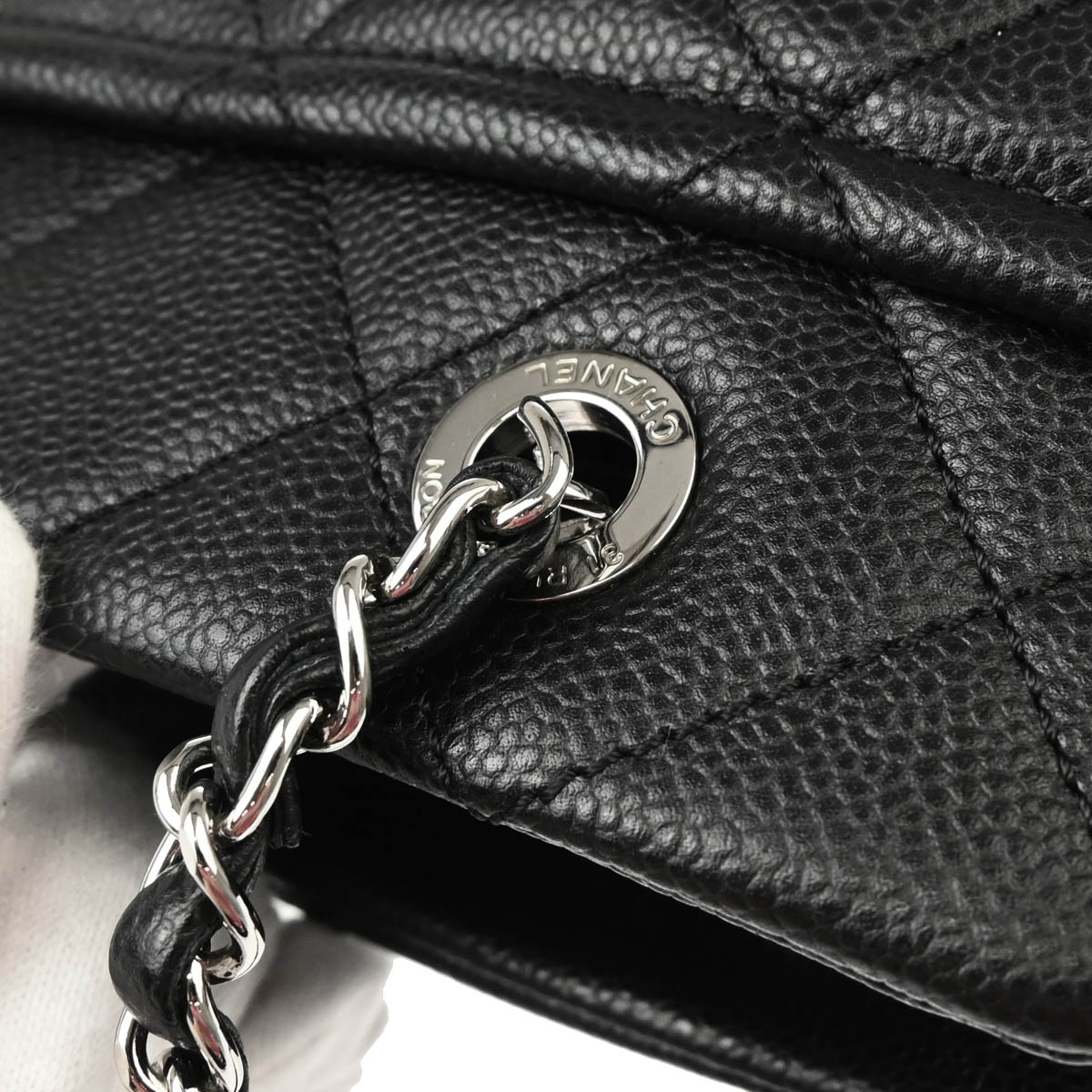 Chanel 2012-2013 Black Caviar Tote Chain Handbag