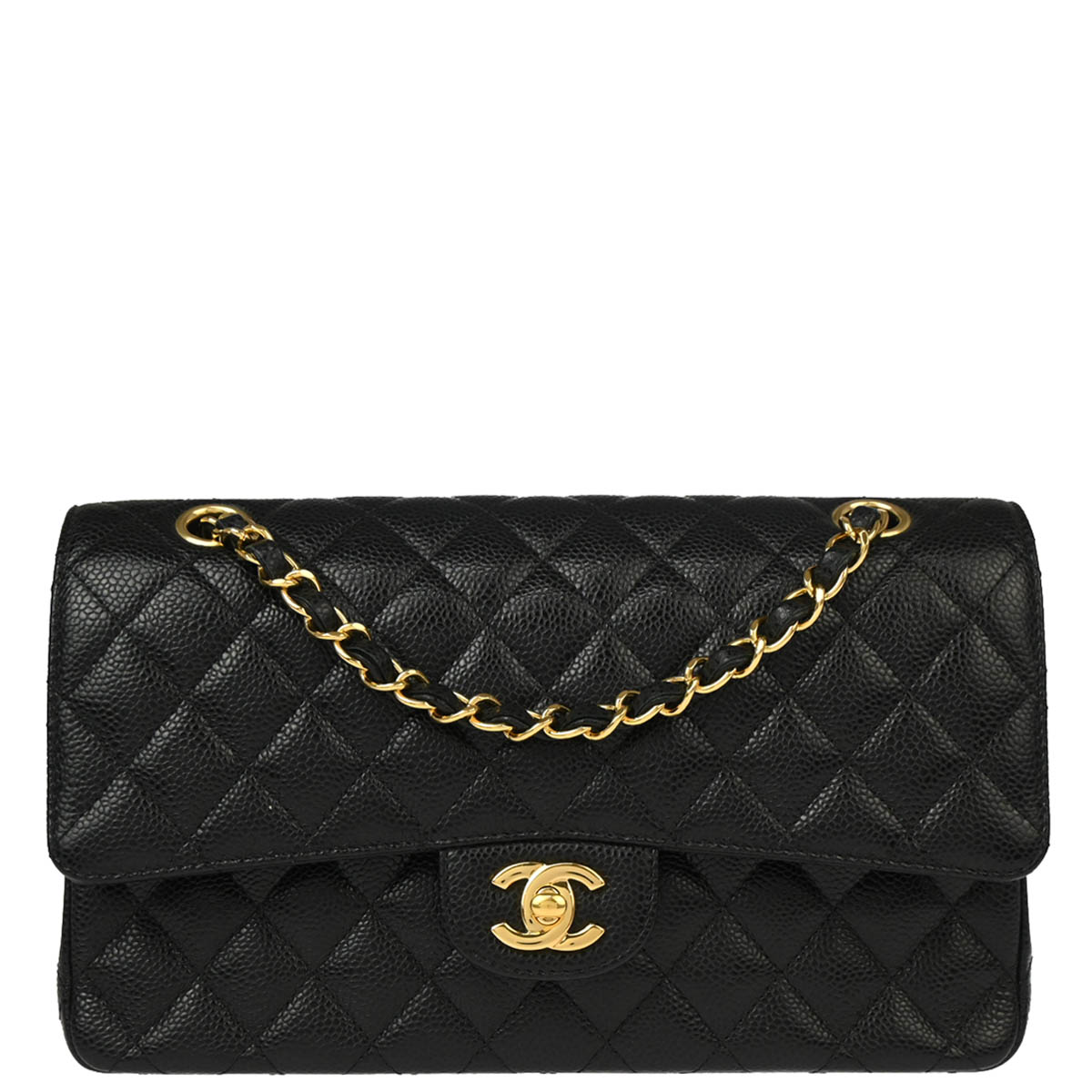 Chanel 2019 Black Caviar Medium Classic Double Flap Shoulder Bag