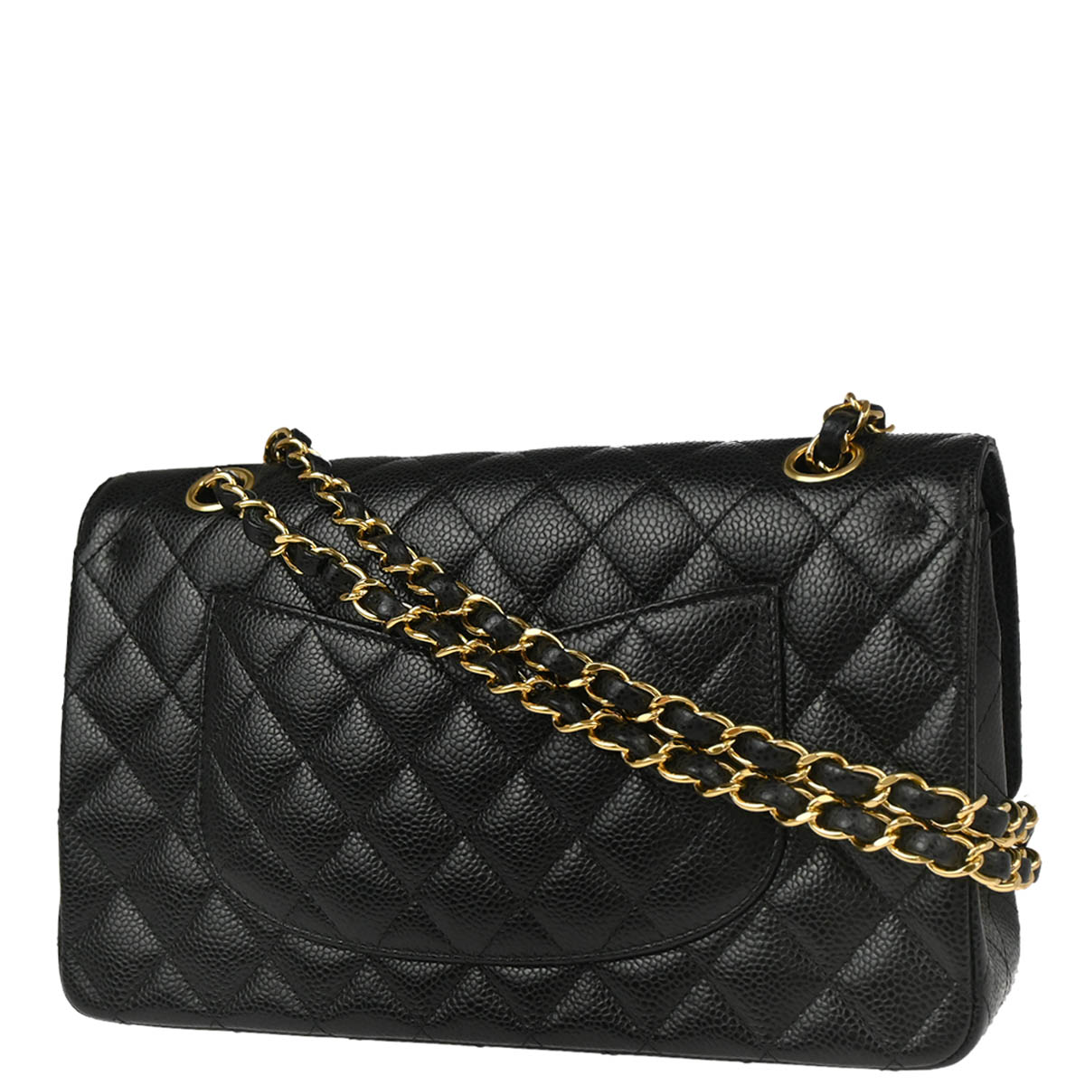 Chanel 2019 Black Caviar Medium Classic Double Flap Shoulder Bag