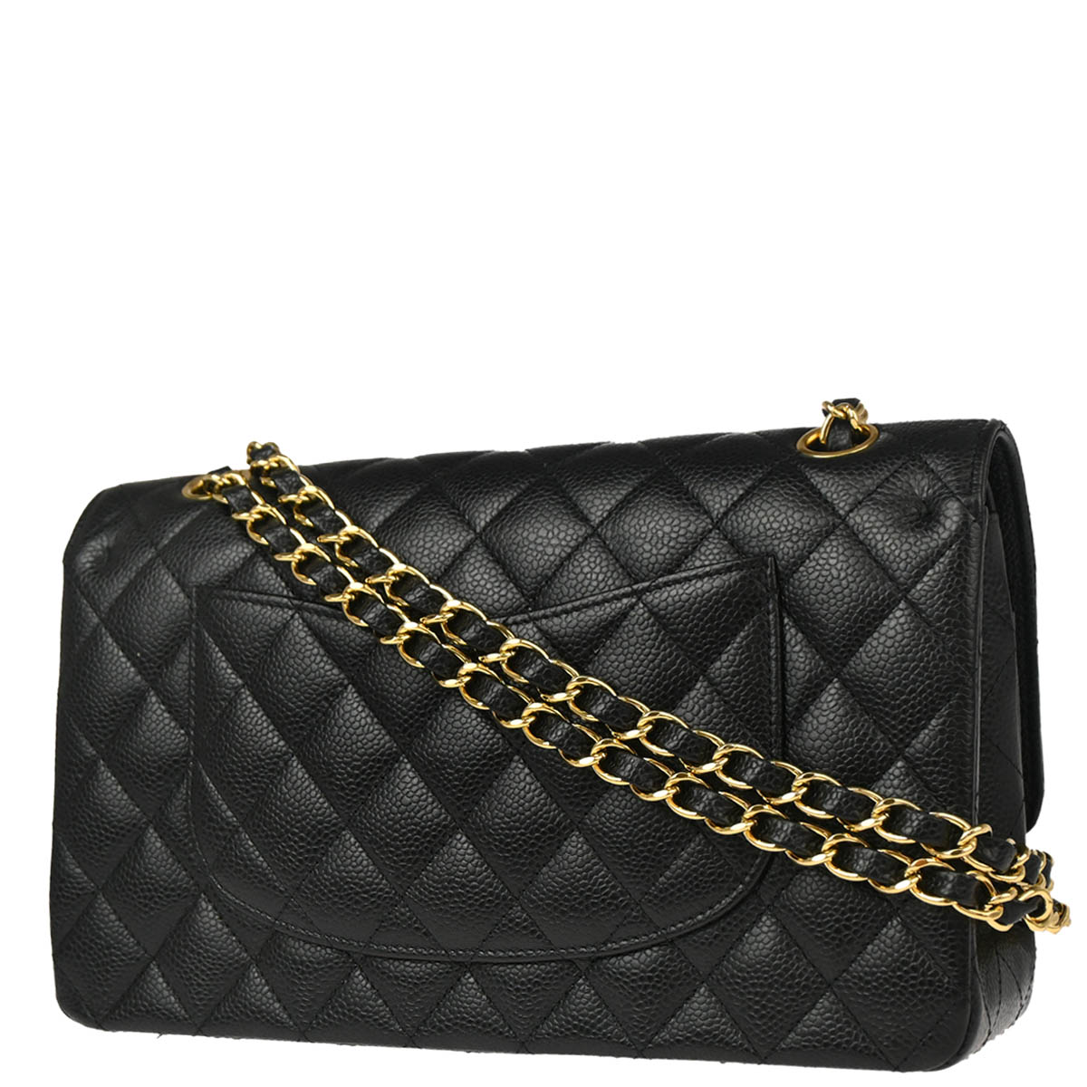 Chanel 2013-2014 Black Caviar Medium Classic Double Flap Shoulder Bag