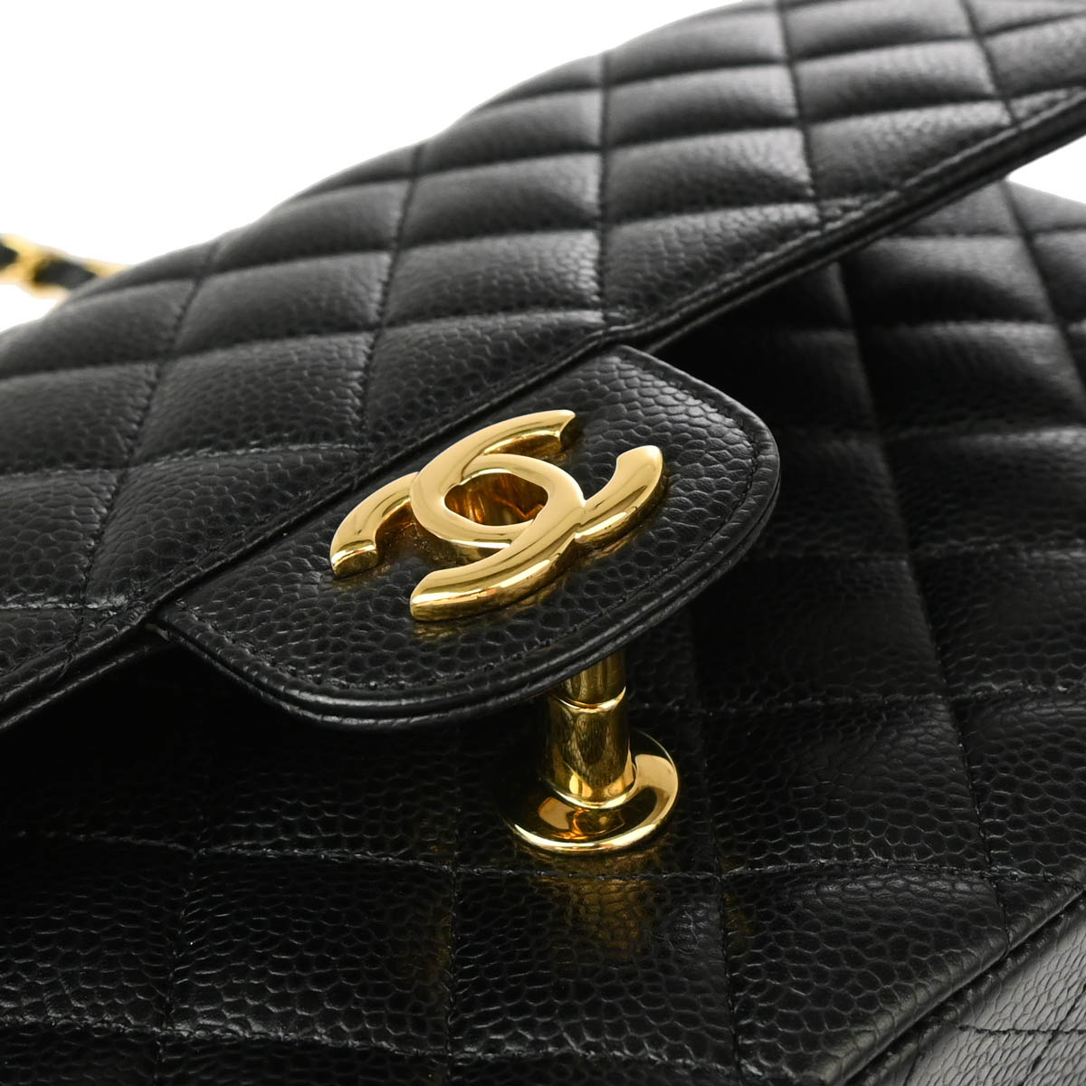 Chanel 2013-2014 Black Caviar Medium Classic Double Flap Shoulder Bag