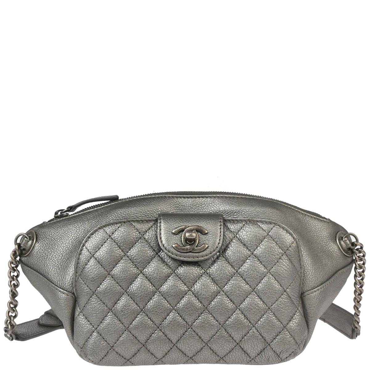 Chanel 2016-2017 Silver Calfskin Waist Bum Bag