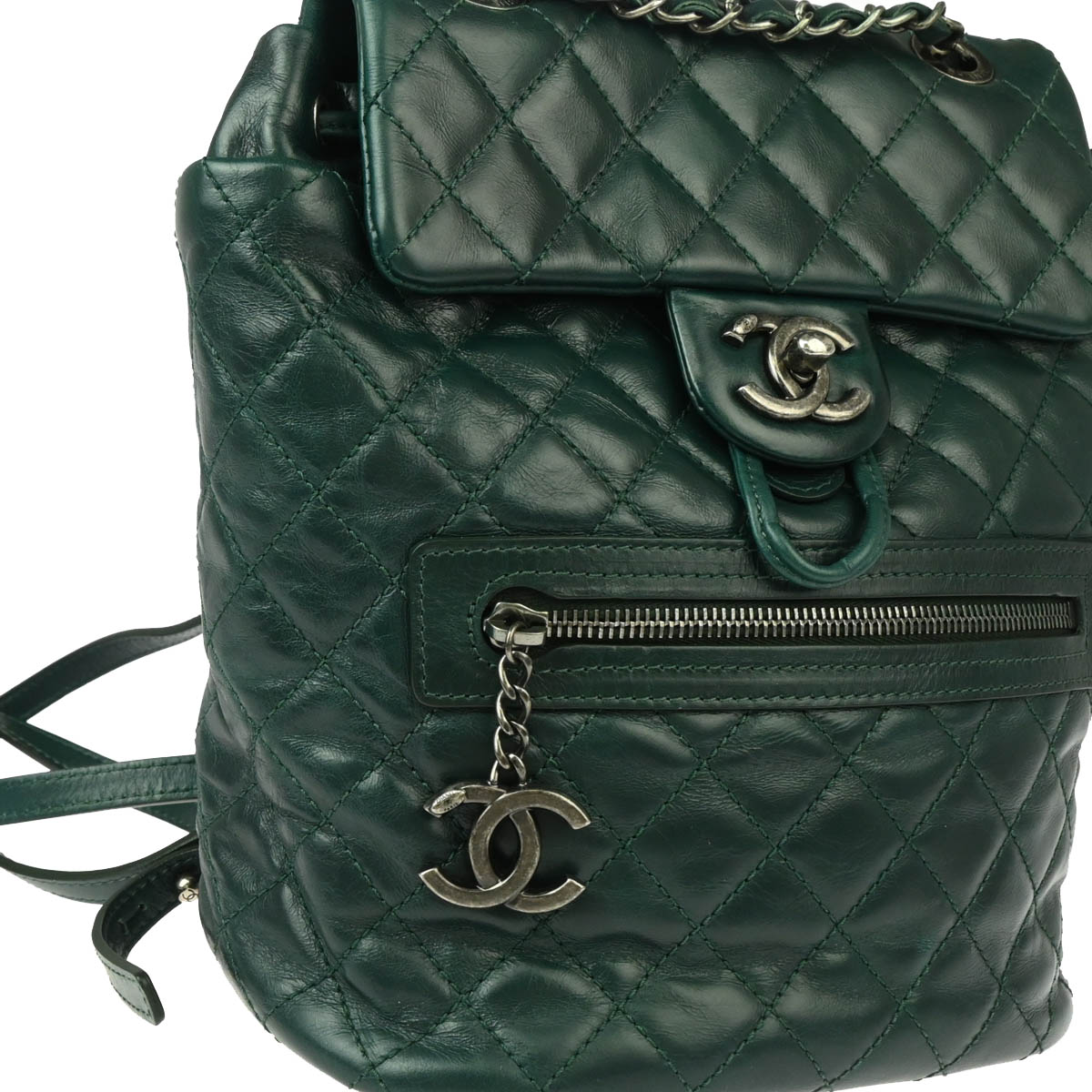 Chanel Green Calfskin 2way Backpack Handbag