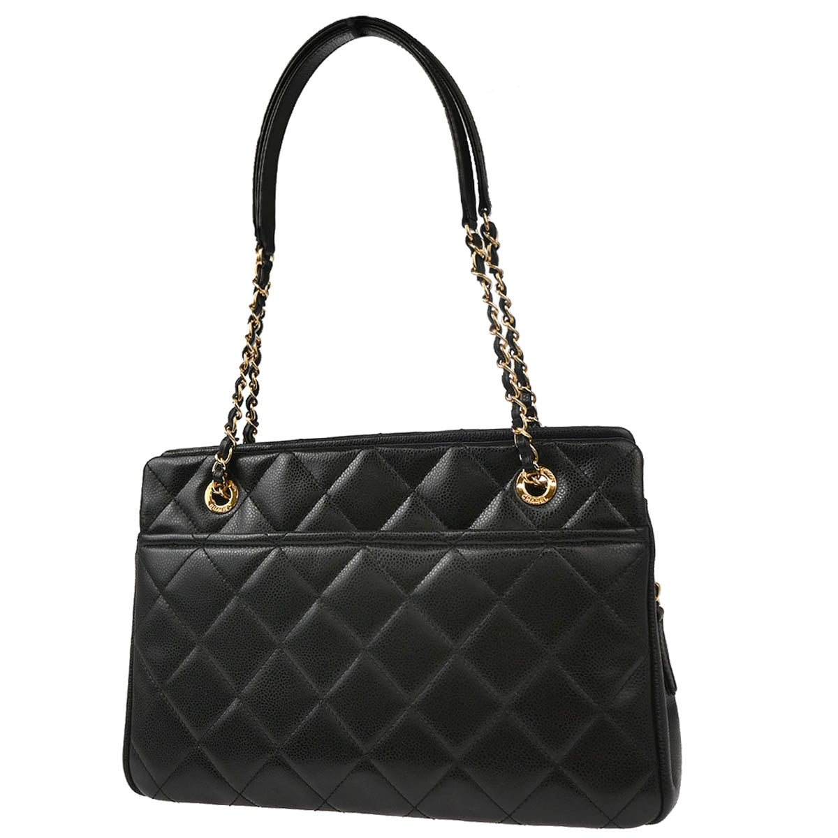 Chanel 2013-2014 Black Caviar Timeless CC Tote Chain Handbag