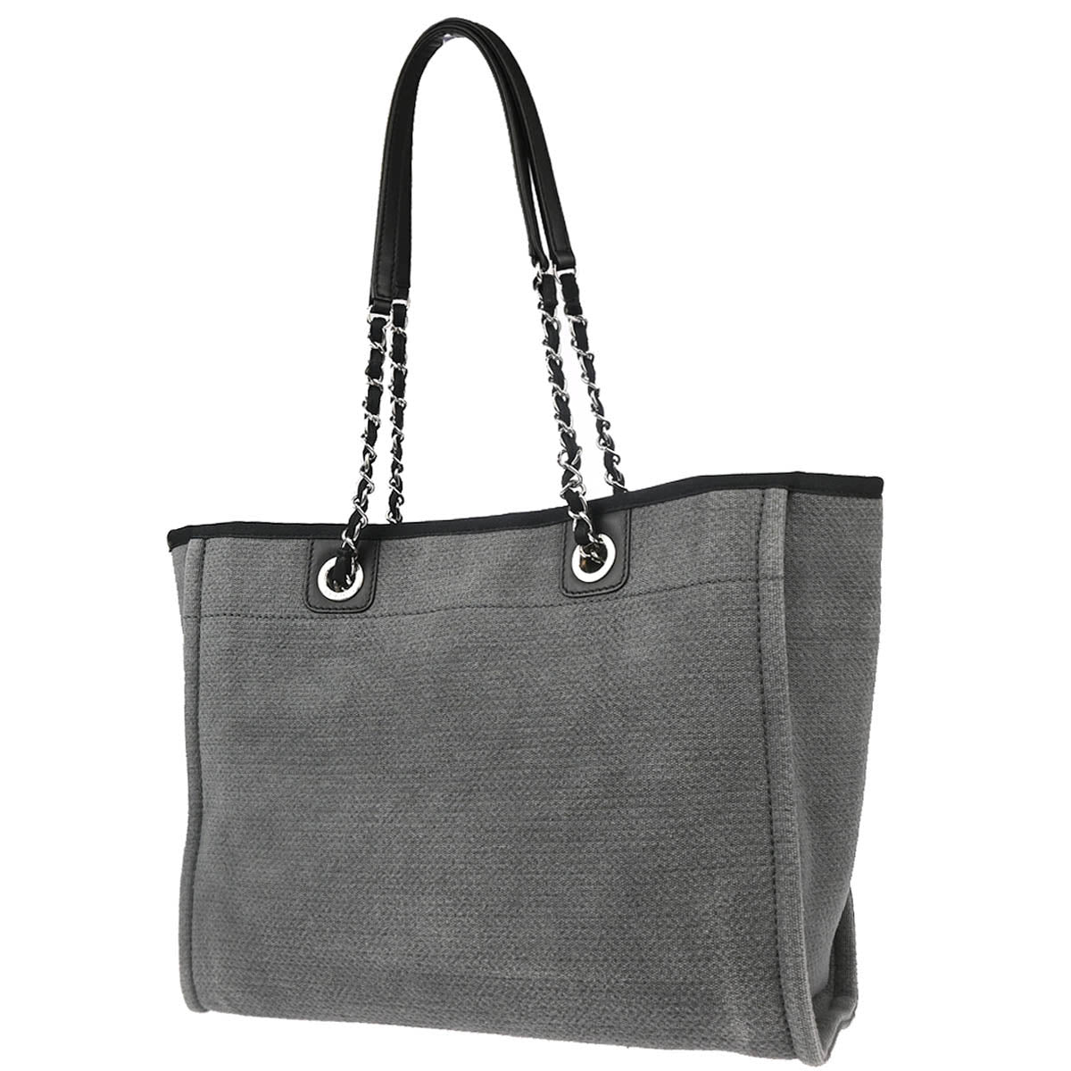 Chanel 2012 Gray Canvas Small Deauville Shoulder Tote Bag