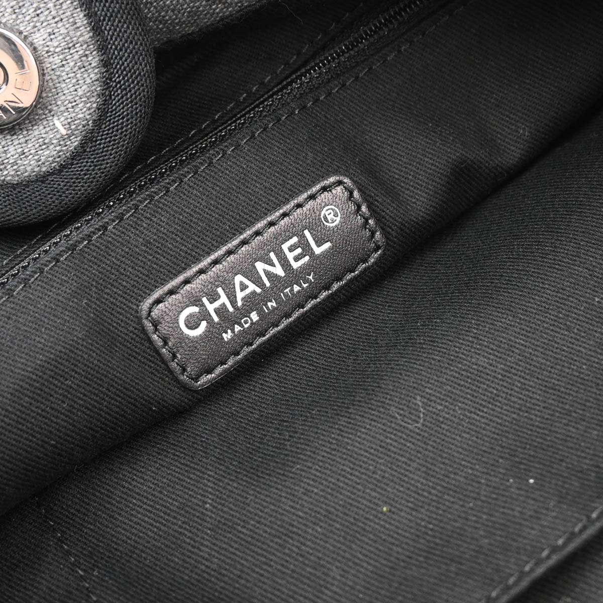 Chanel 2012 Gray Canvas Small Deauville Shoulder Tote Bag