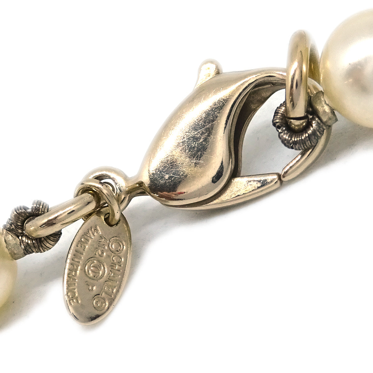 Chanel Gold Chain Costume Pearl Rhinestone Necklace A12P