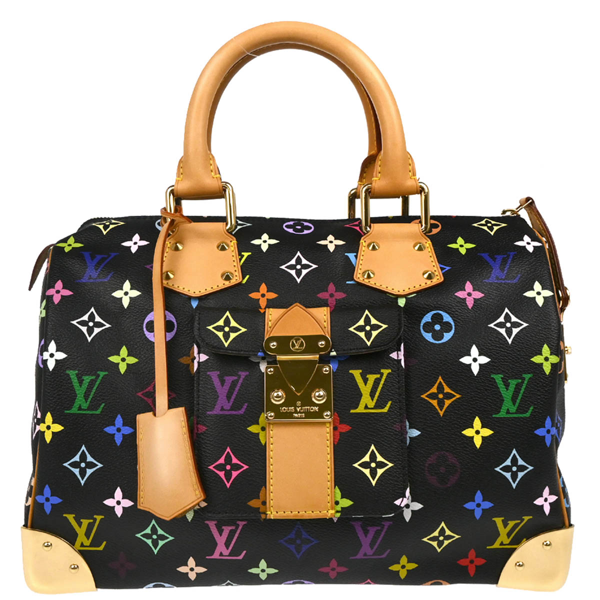 Louis Vuitton 2010 Black Monogram Multicolor Speedy 30 Handbag M92642