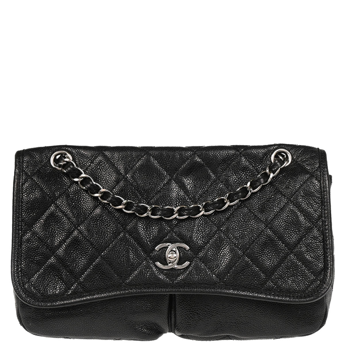 Chanel 2014-2015 Black Caviar Natural Beauty Flap Shoulder Bag