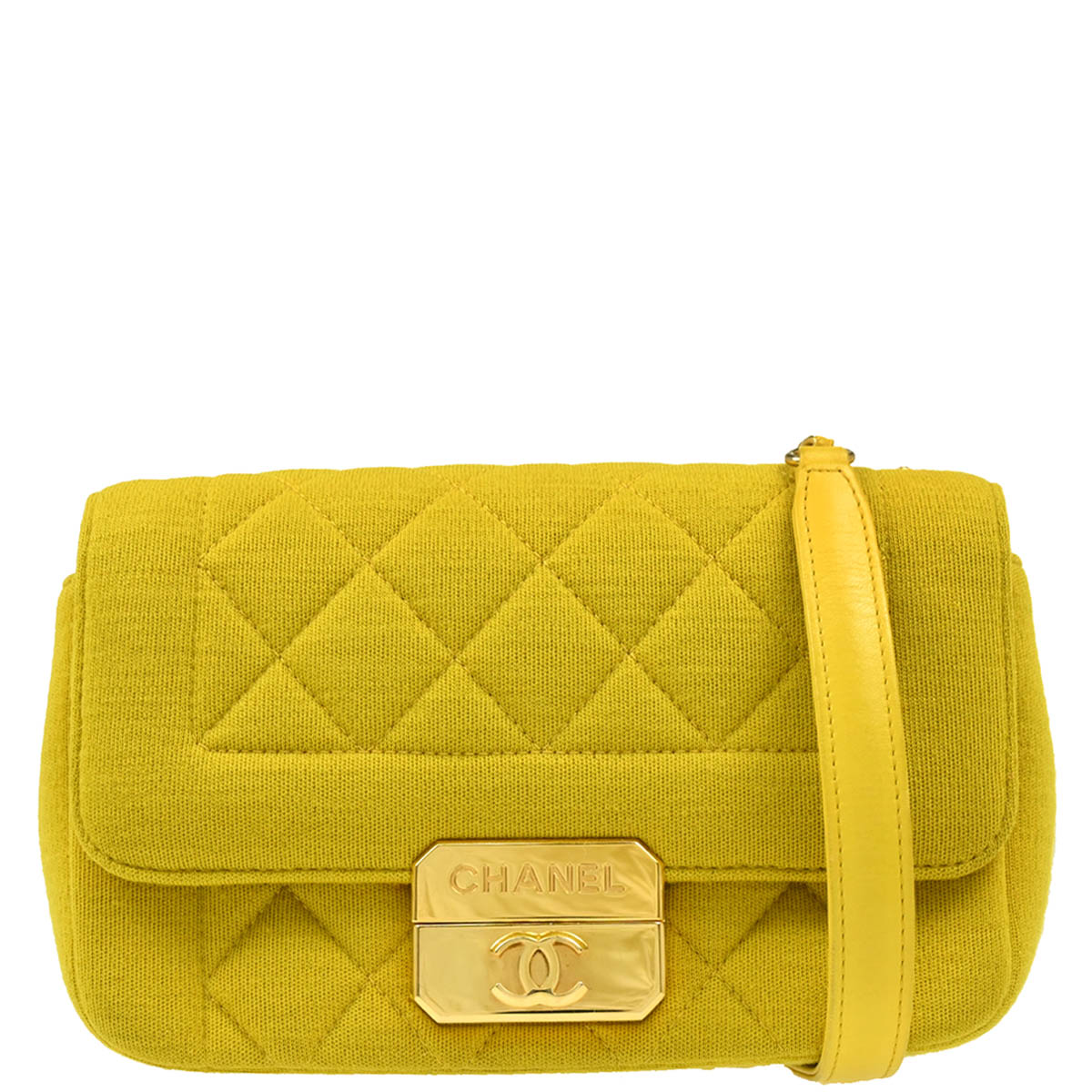 Chanel 2014 Yellow Cotton Mini Chic With Me Flap Shoulder Bag