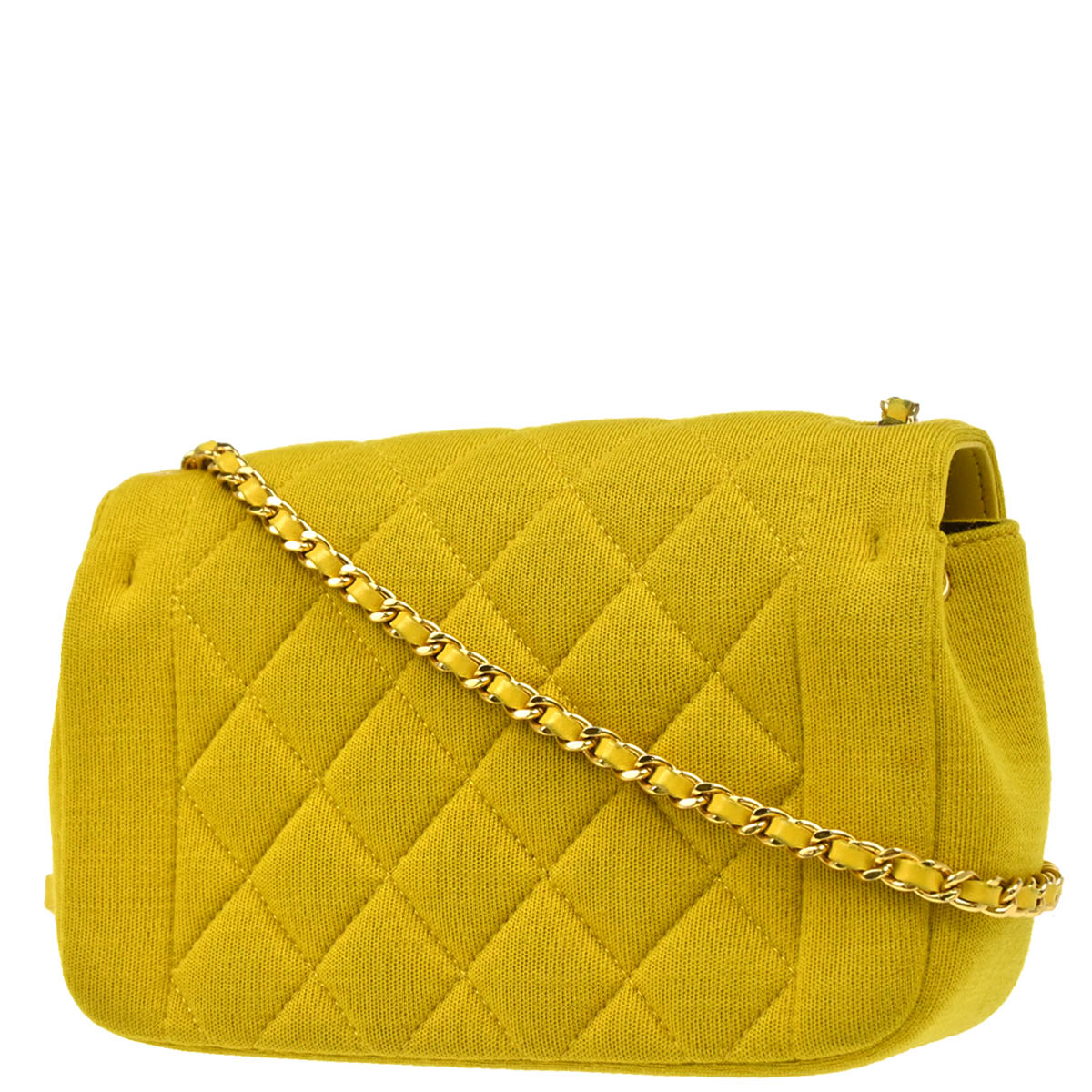 Chanel 2014 Yellow Cotton Mini Chic With Me Flap Shoulder Bag