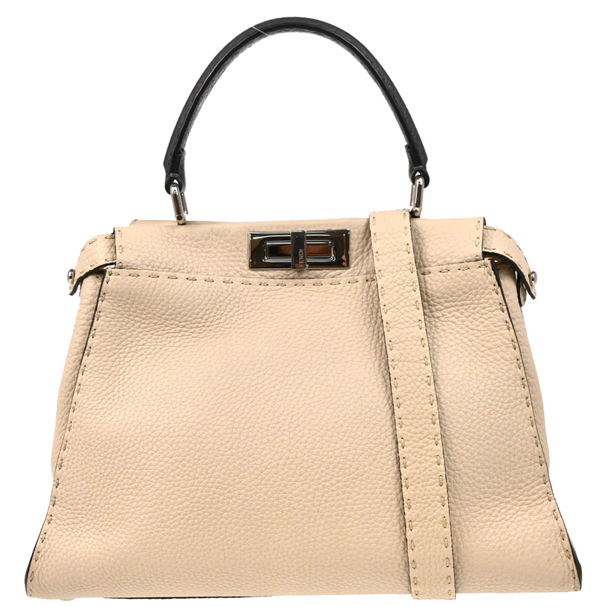 Fendi Beige Leather Peekaboo 2way Shoulder Handbag