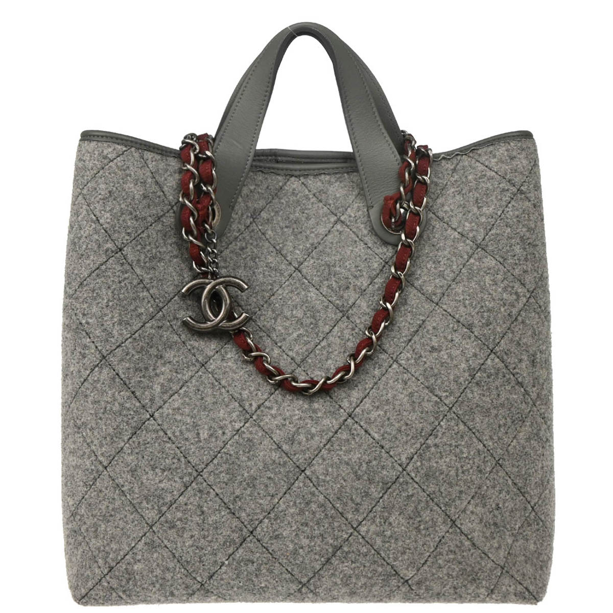 Chanel 2012 Gray Felt 2way Tote Handbag