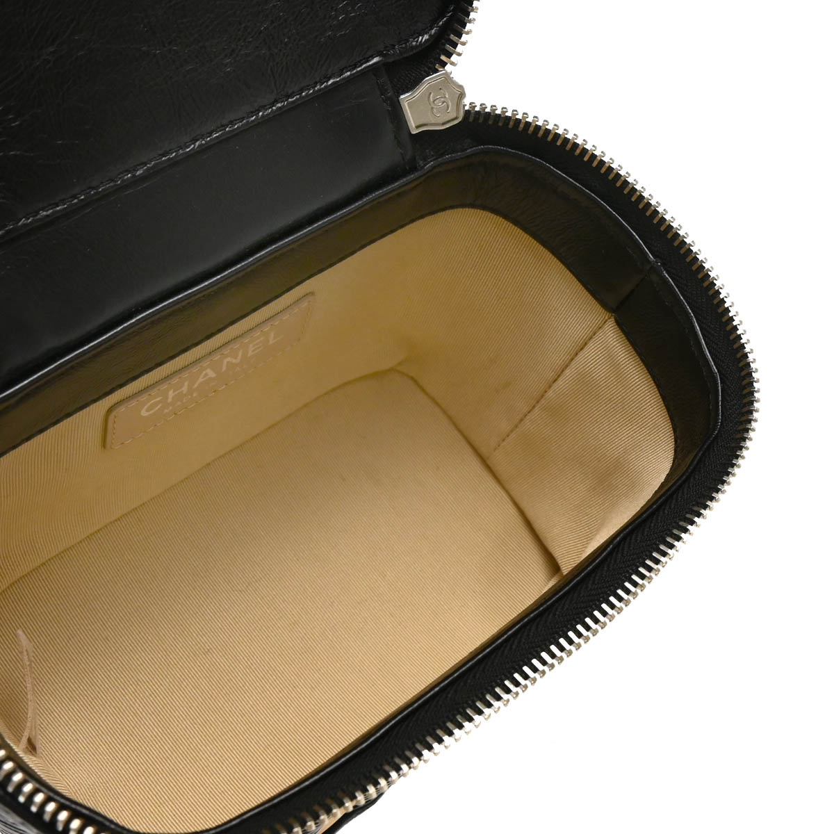 Chanel 2019 Brown Black Ratan Leather 2way Shoulder Vanity Handbag