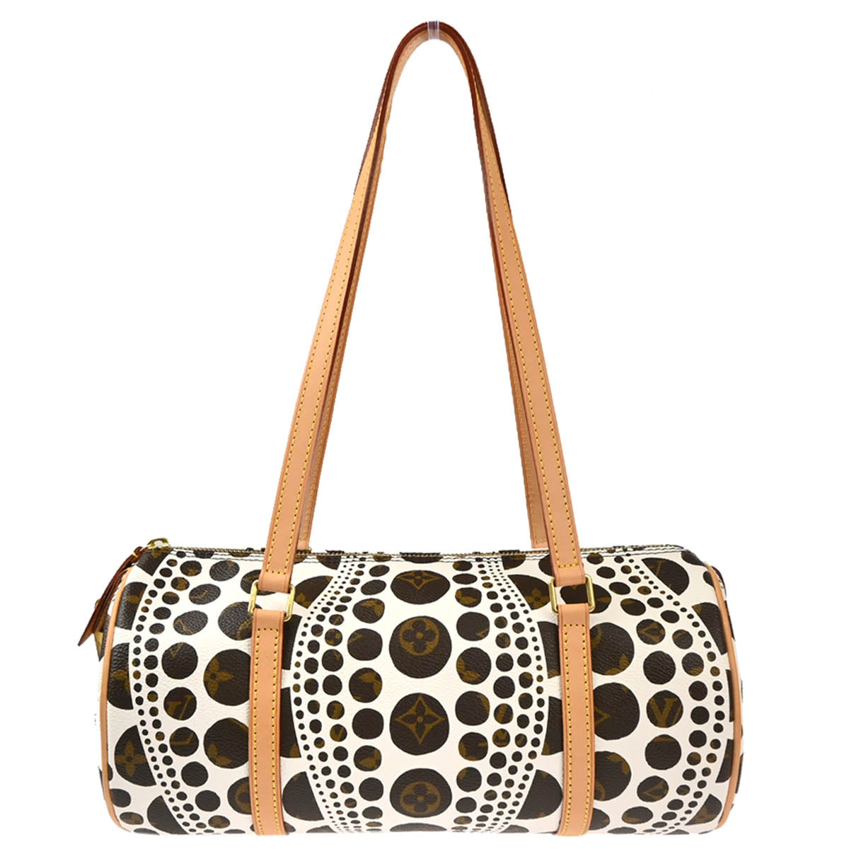 Louis Vuitton 2012 White Pumpkin Dot Papillon 30 Handbag M40687