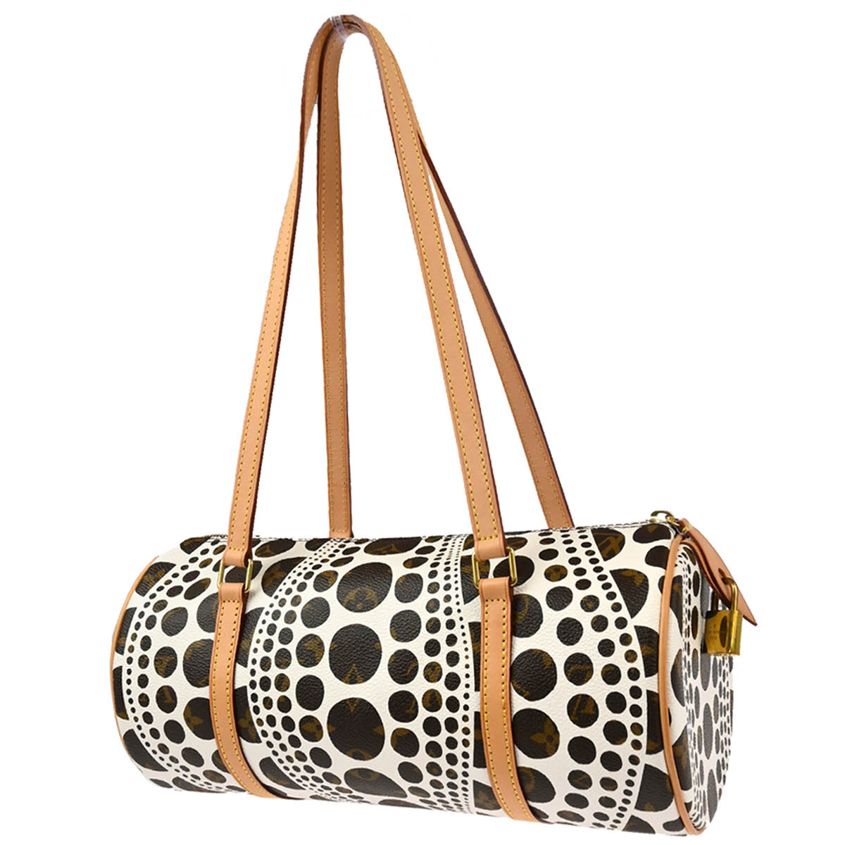 Louis Vuitton 2012 White Pumpkin Dot Papillon 30 Handbag M40687