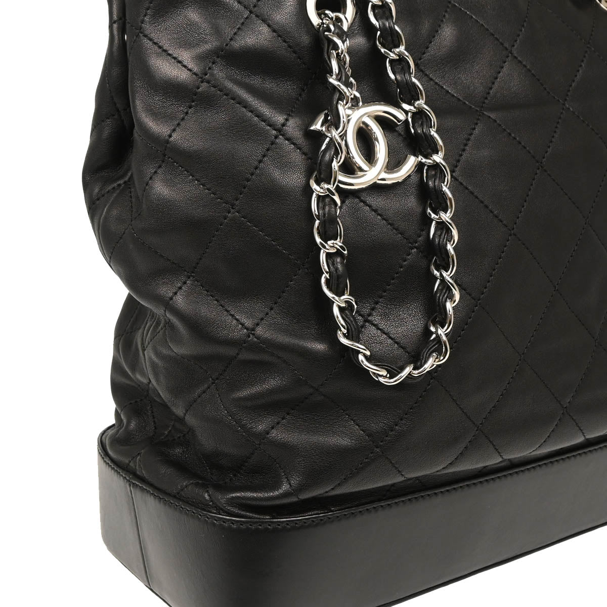 Chanel 2010-2011 Black Lambskin Chain Tote Handbag