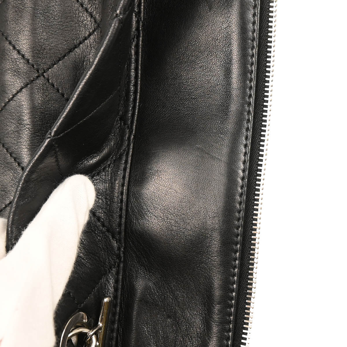 Chanel 2010-2011 Black Lambskin Chain Tote Handbag