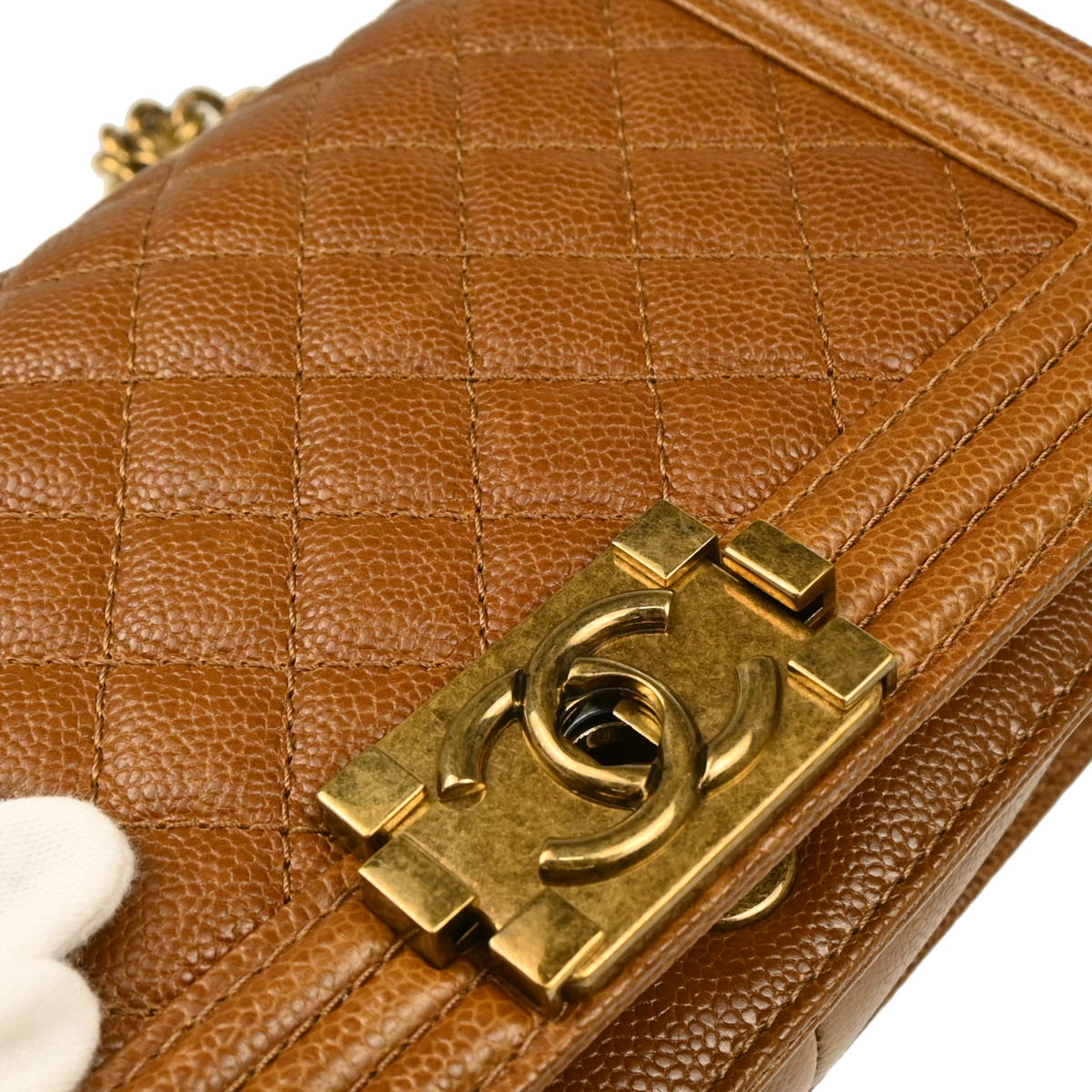 Boy Chanel 2014-2015 Brown Caviar Medium Chain Shoulder Bag