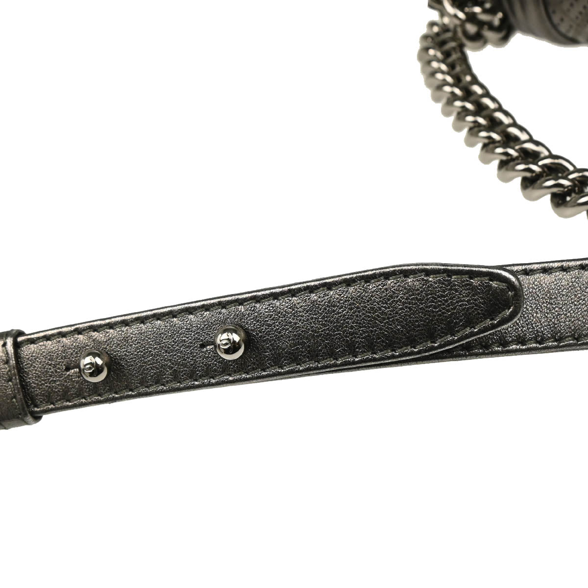 Boy Chanel 2013-2014 Silver Perforated Lambskin Medium Chain Shoulder Bag