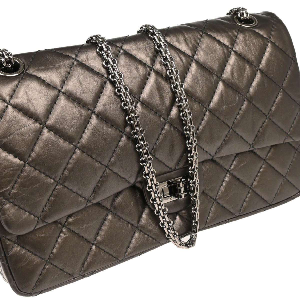 Chanel 2011 Brown Lambskin 2.55 Double Flap Shoulder Bag