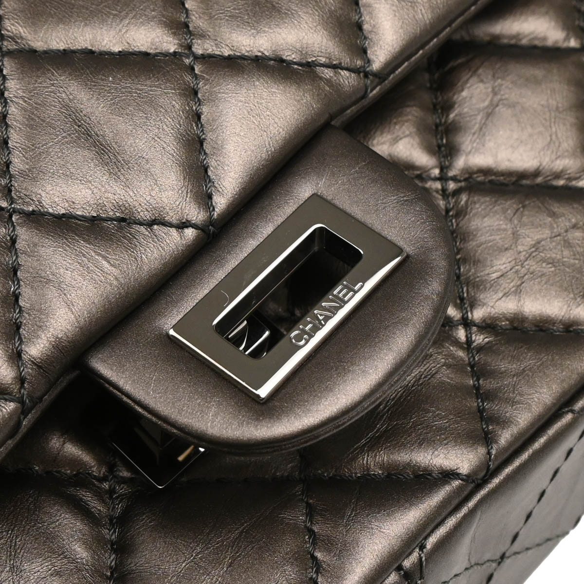 Chanel 2011 Brown Lambskin 2.55 Double Flap Shoulder Bag