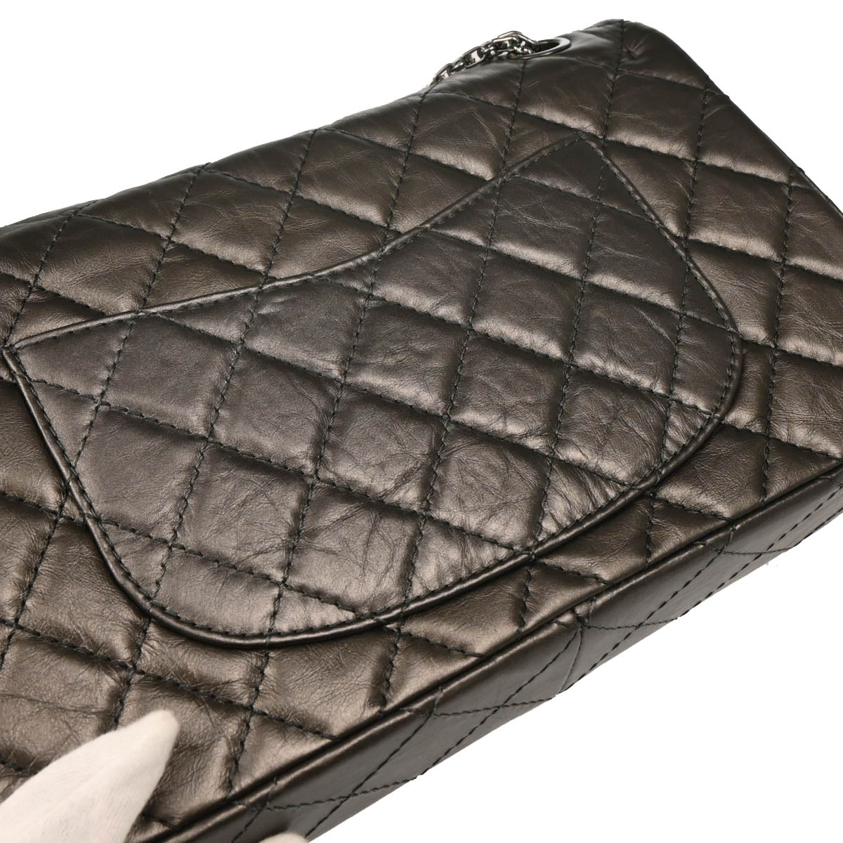 Chanel 2011 Brown Lambskin 2.55 Double Flap Shoulder Bag