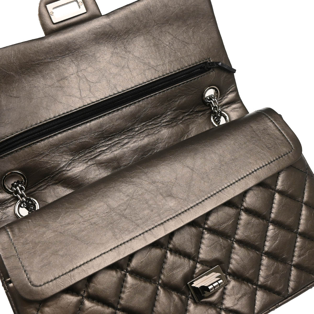 Chanel 2011 Brown Lambskin 2.55 Double Flap Shoulder Bag