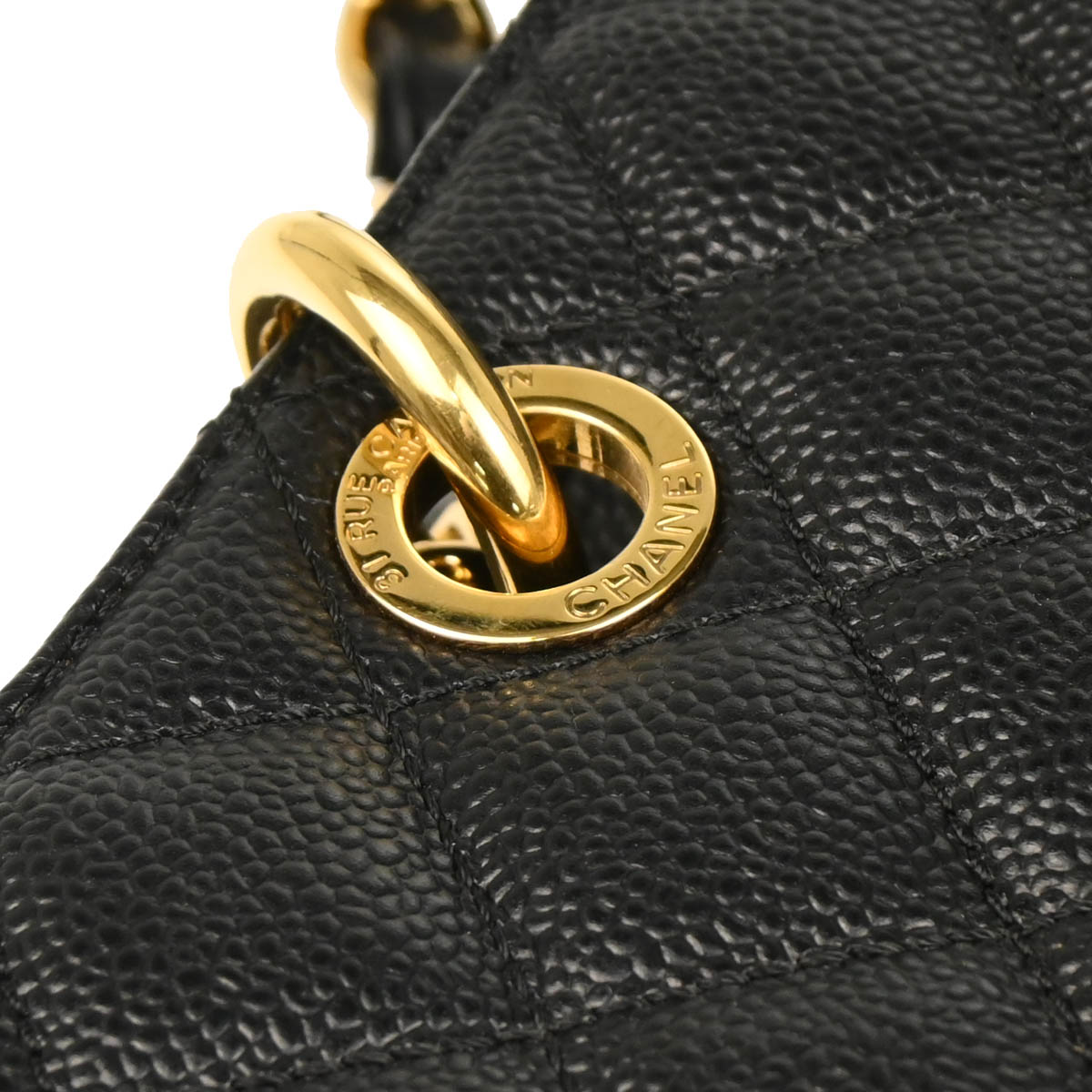 Chanel 2013-2014 Black Caviar Grand Shopping Tote GST Chain Handbag