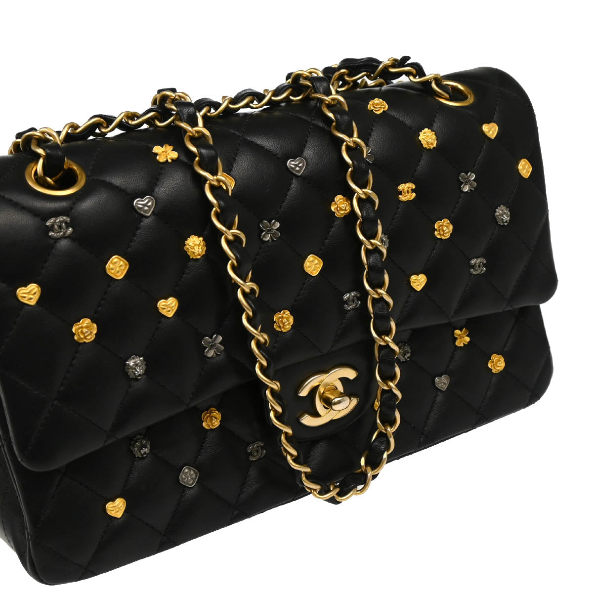 Chanel 2018-2019 Black Lambskin Medium Classic Double Flap Shoulder Bag