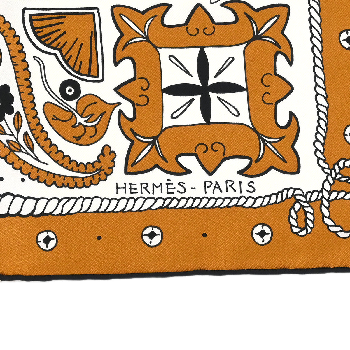 Hermes Scarf Bandana Carre 55 Animaux Paisley Brown Small Good