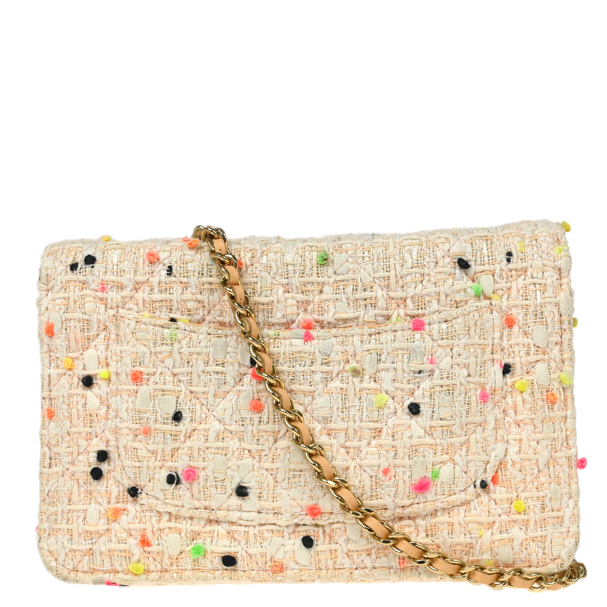 Chanel 2019 White Tweed Beach Ball WOC Shoulder Wallet Bag