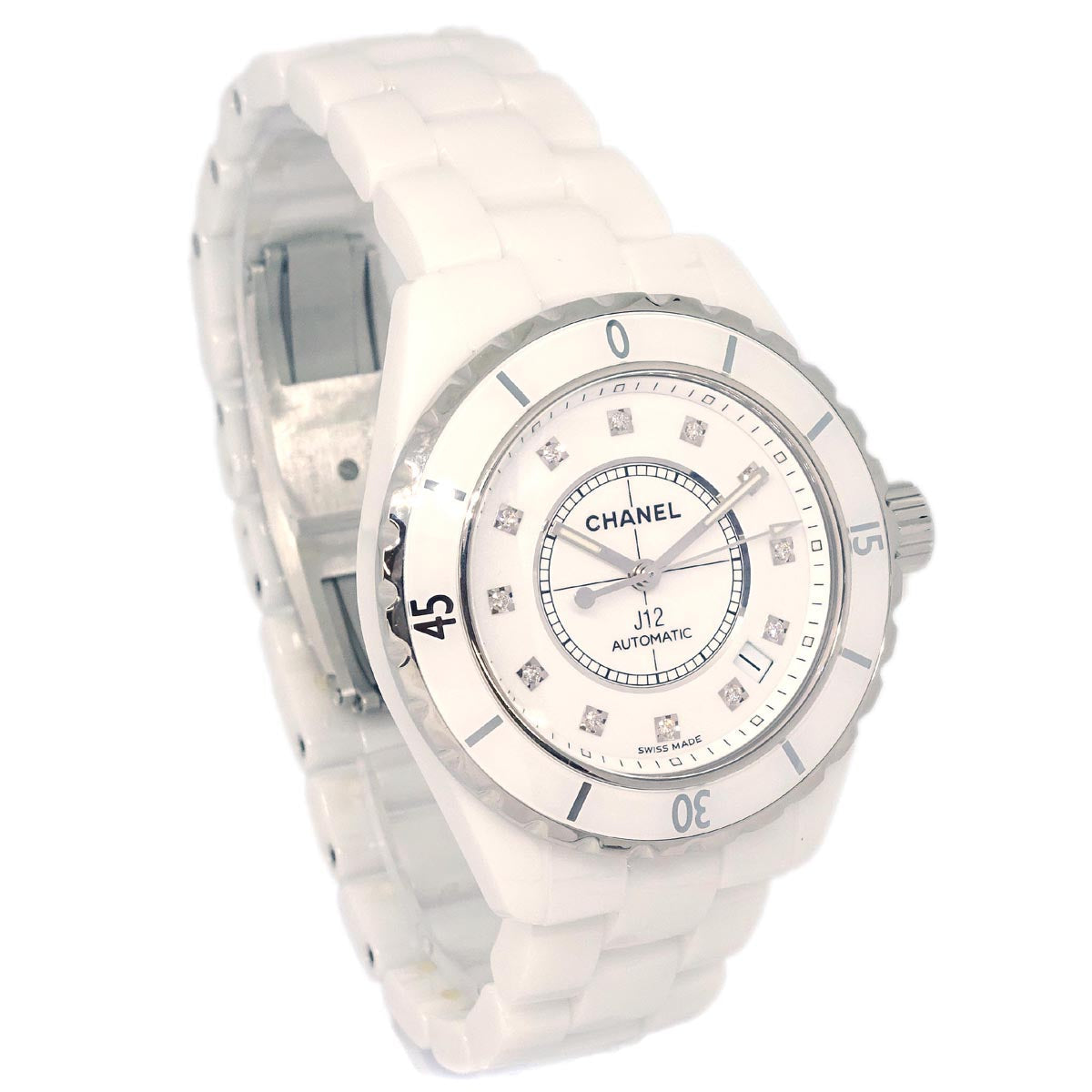 Chanel Ref.H1629 J12 39mm Self-winding Watch Ceramic SS Diamond