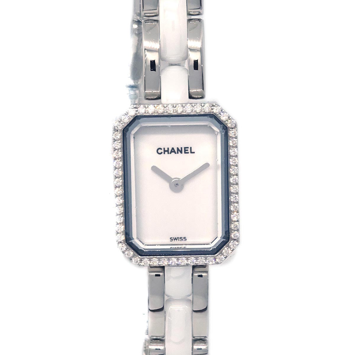 Chanel Premiere Triple Bracelet H3059 Quartz Watch Ceramic SS Diamond