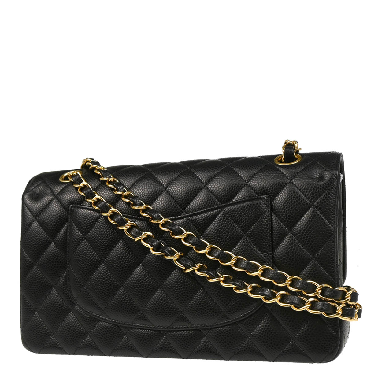 Chanel 2018-2019 Black Caviar Medium Classic Double Flap Shoulder Bag