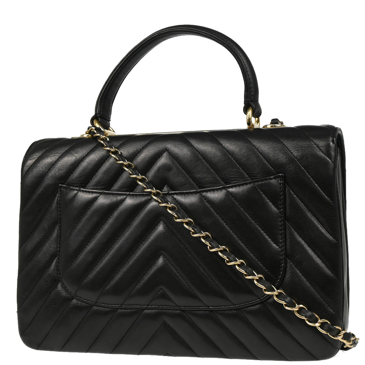 Chanel 2018 Black Lambskin Trendy Chevron 2way Shoulder Handbag