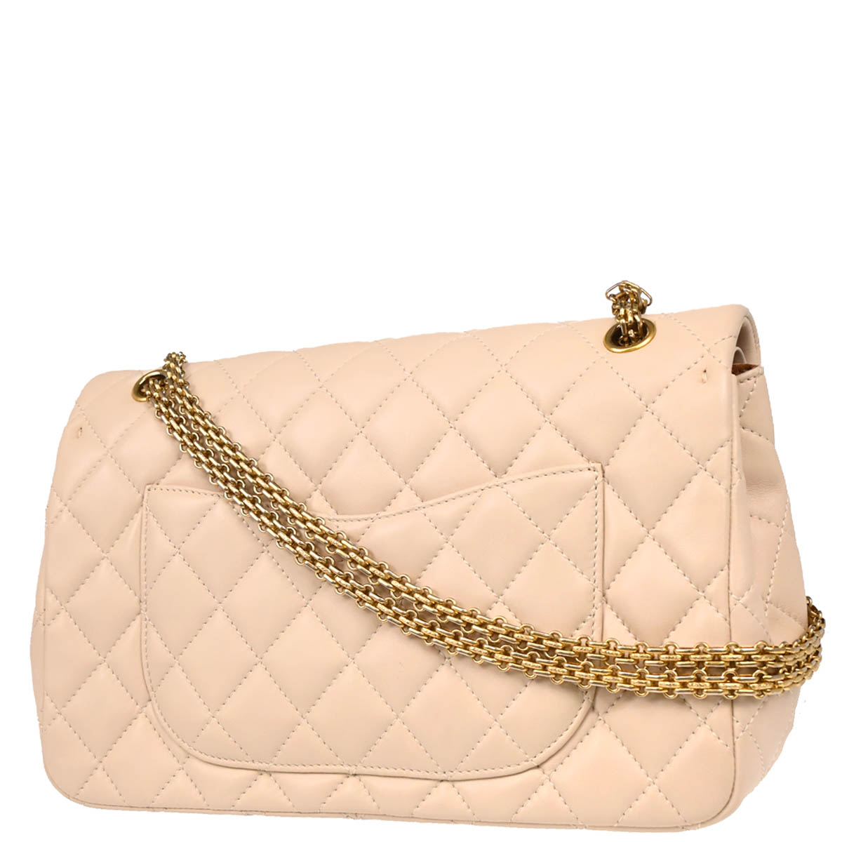 Chanel 2010-2011 Beige Lambskin 2.55 Double Flap Shoulder Bag
