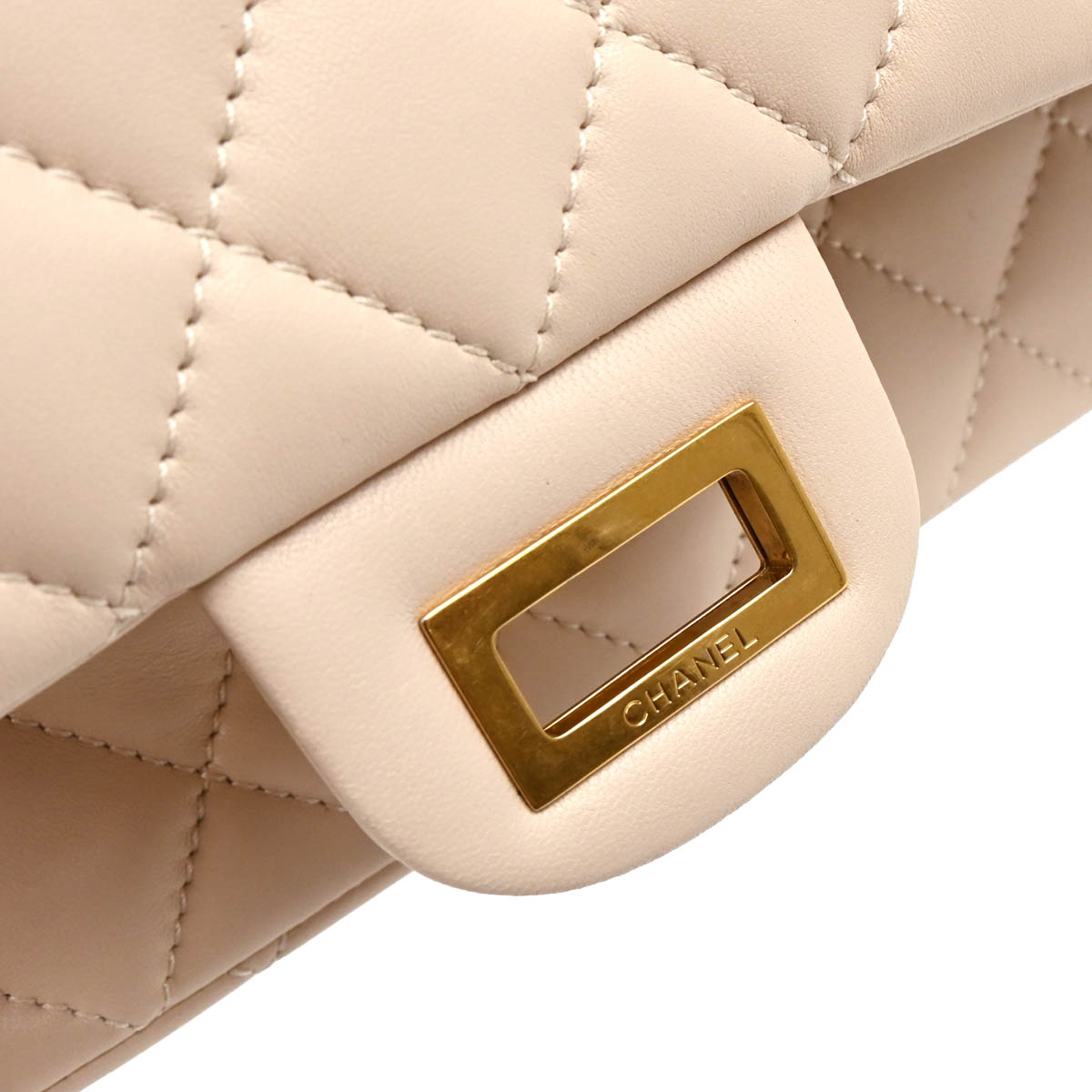 Chanel 2010-2011 Beige Lambskin 2.55 Jumbo Double Flap Shoulder Bag