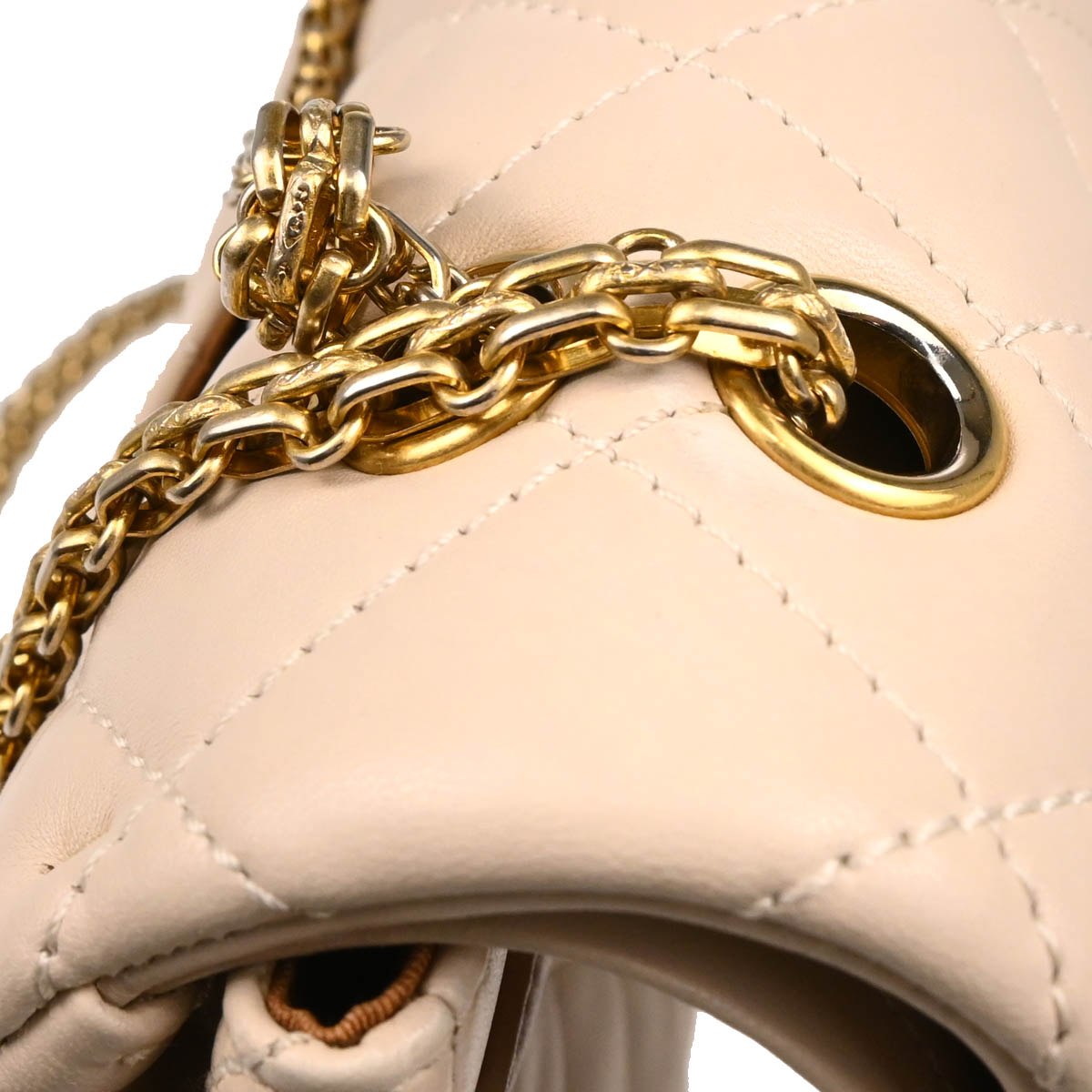 Chanel 2010-2011 Beige Lambskin 2.55 Jumbo Double Flap Shoulder Bag